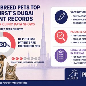 Infographic: nearly 1 in 3 PetsFirst patients is a mixed breed pet — roughly 30% of patient records