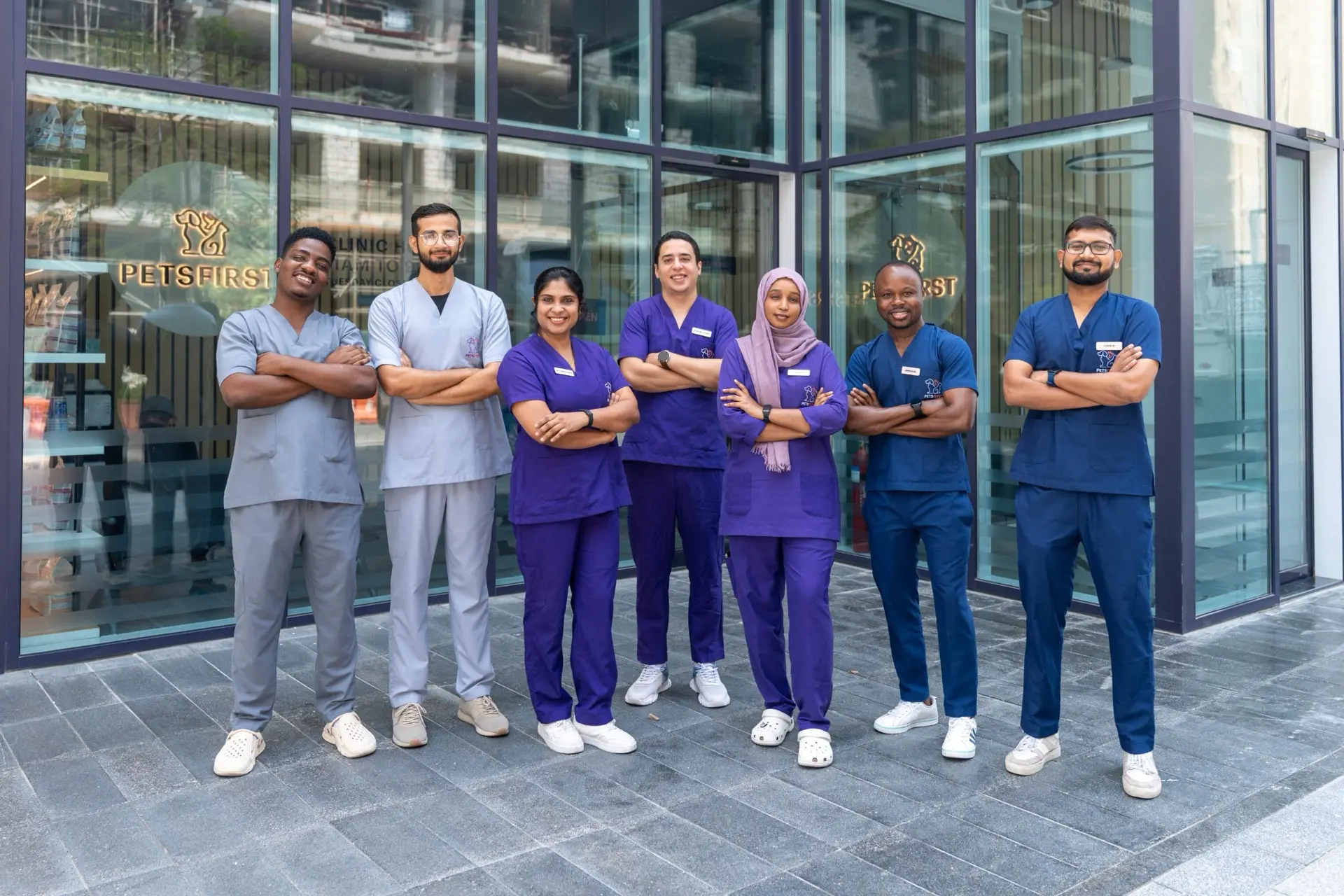 PetsFirst veterinary team outside the City Walk clinic in Dubai